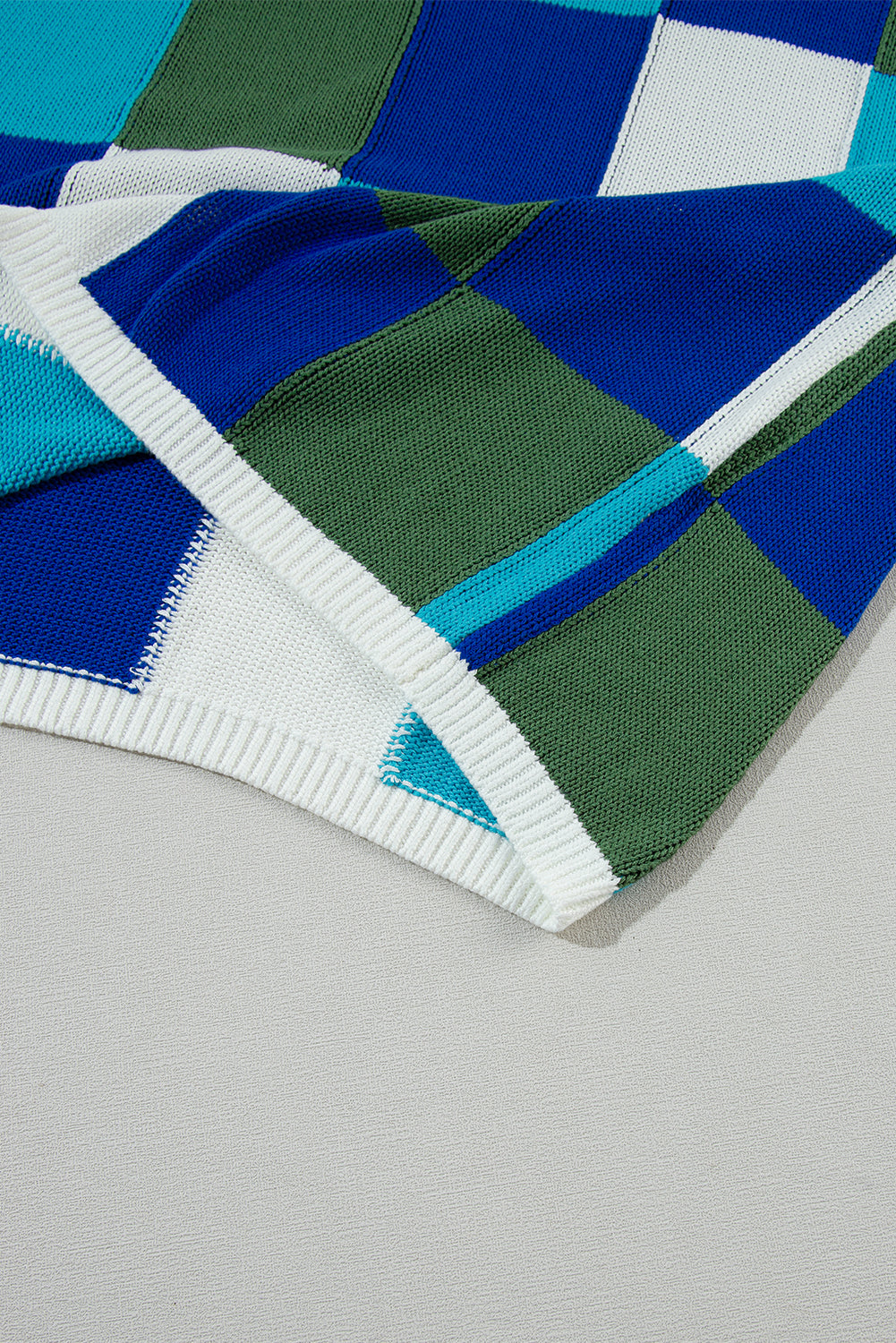 Checkered Color Block Cap Sleeve Knitted Top