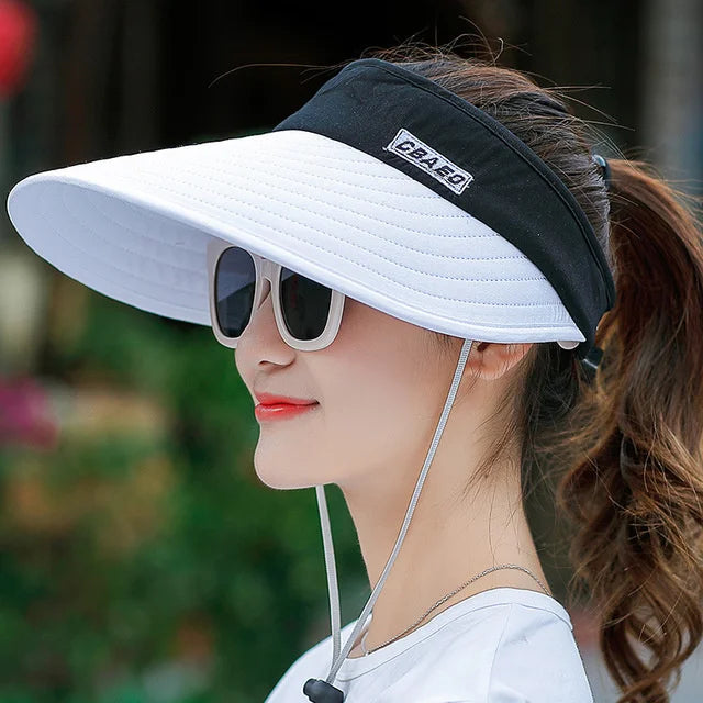 Wide Brim Adjustable Beach Sun Visor - UV Protection