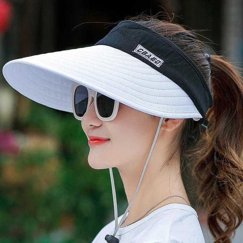 Wide Brim Adjustable Beach Sun Visor - UV Protection
