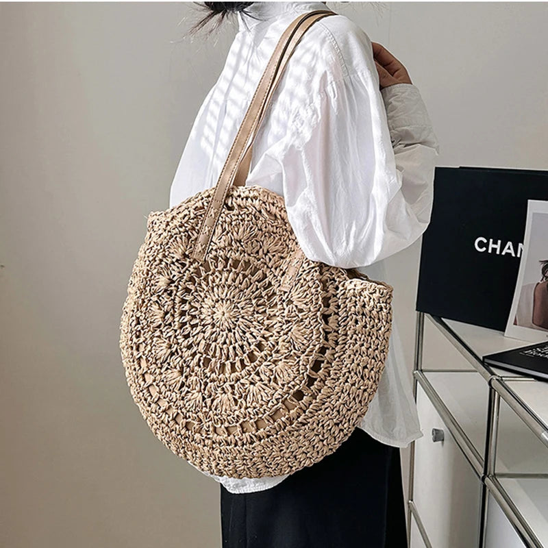 Straw Round Shoulder Bag