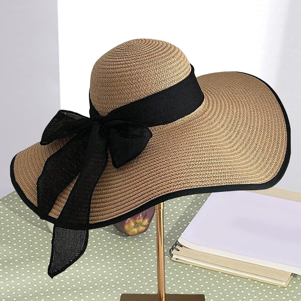 Women's Elegant Big Brim Straw Hat for Sun Protection