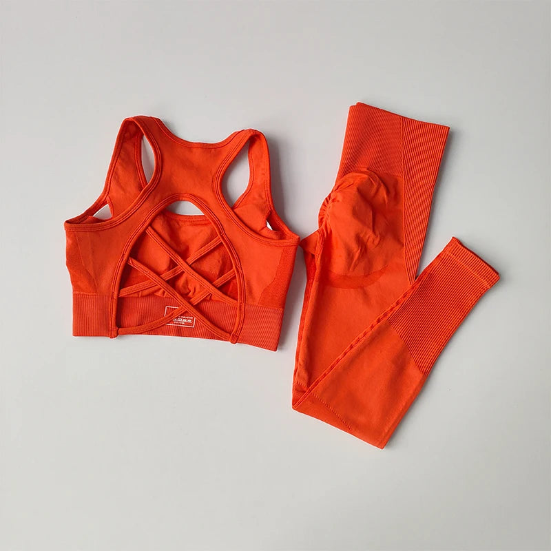 2PCS Women's Fitness Set - Shockproof Sports Bra & Yoga Leggings