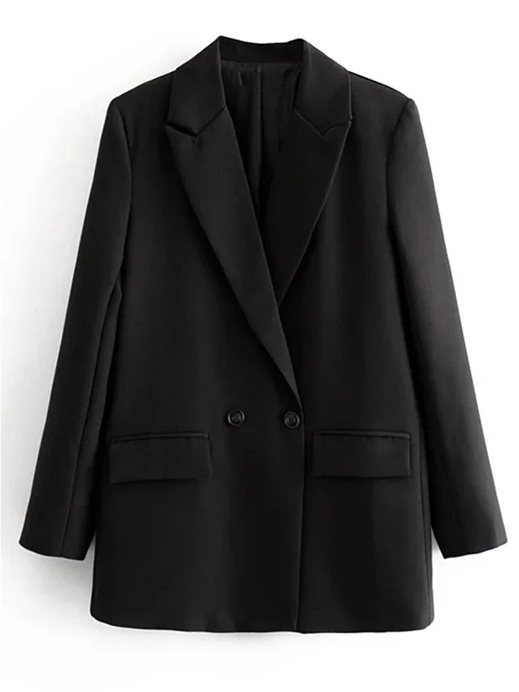 Women's Wide Shoulder Blazer with Buttons