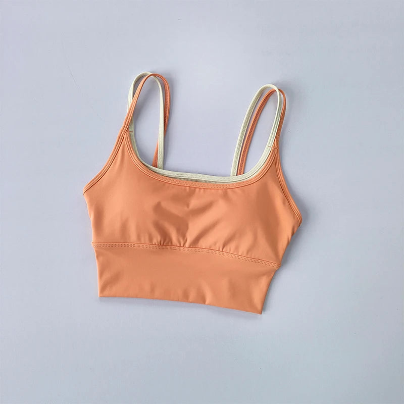 Women's Shock-Absorbing Sports Crop - Double Strap, Quick Dry & Shaping
