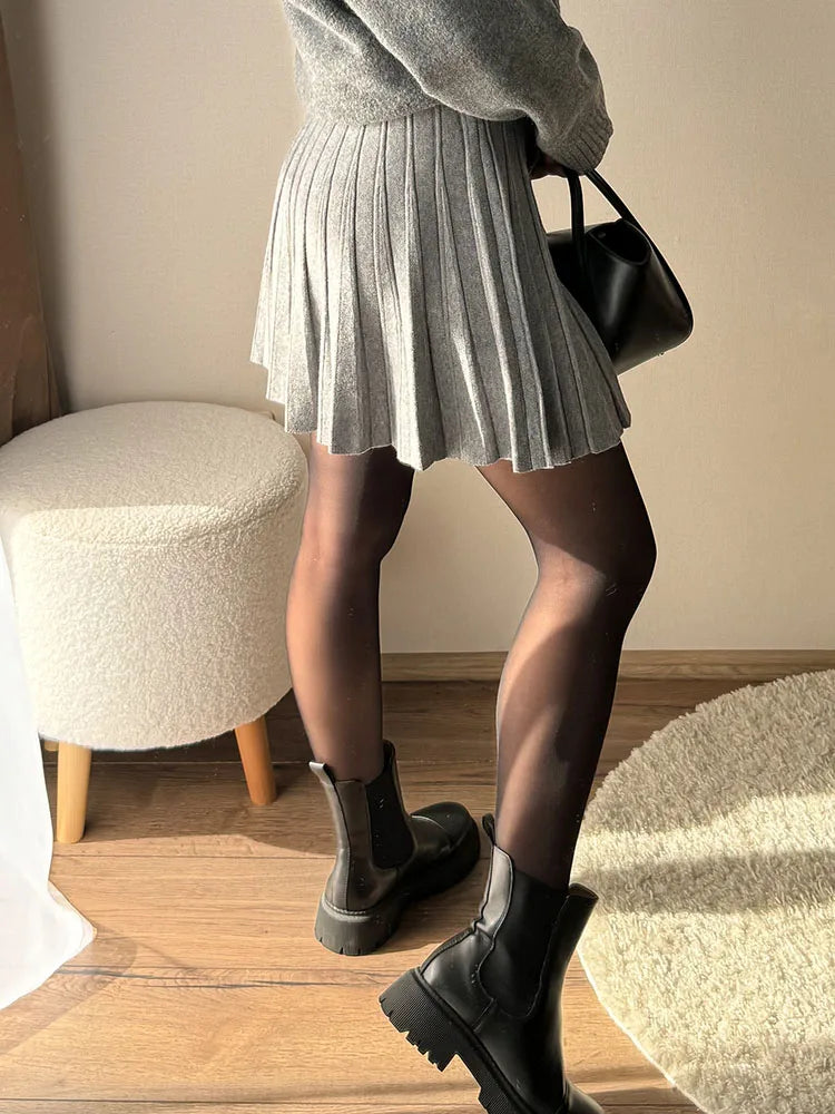 Pleated Mesh Mini Skirt/Midi Skirt