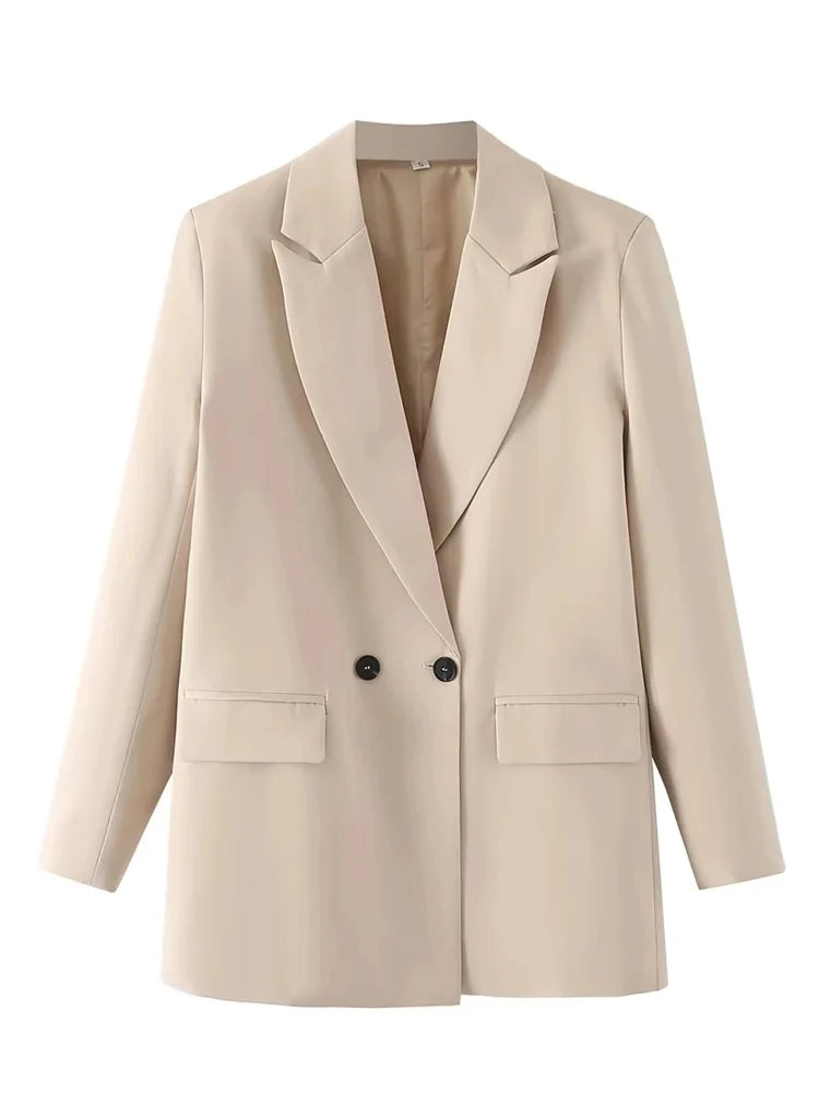 Women's Wide Shoulder Blazer with Buttons