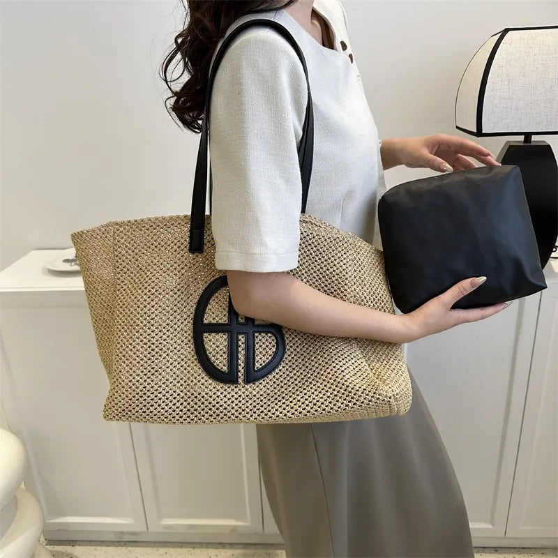 Large Handmade Straw Women's Shoulder Bag