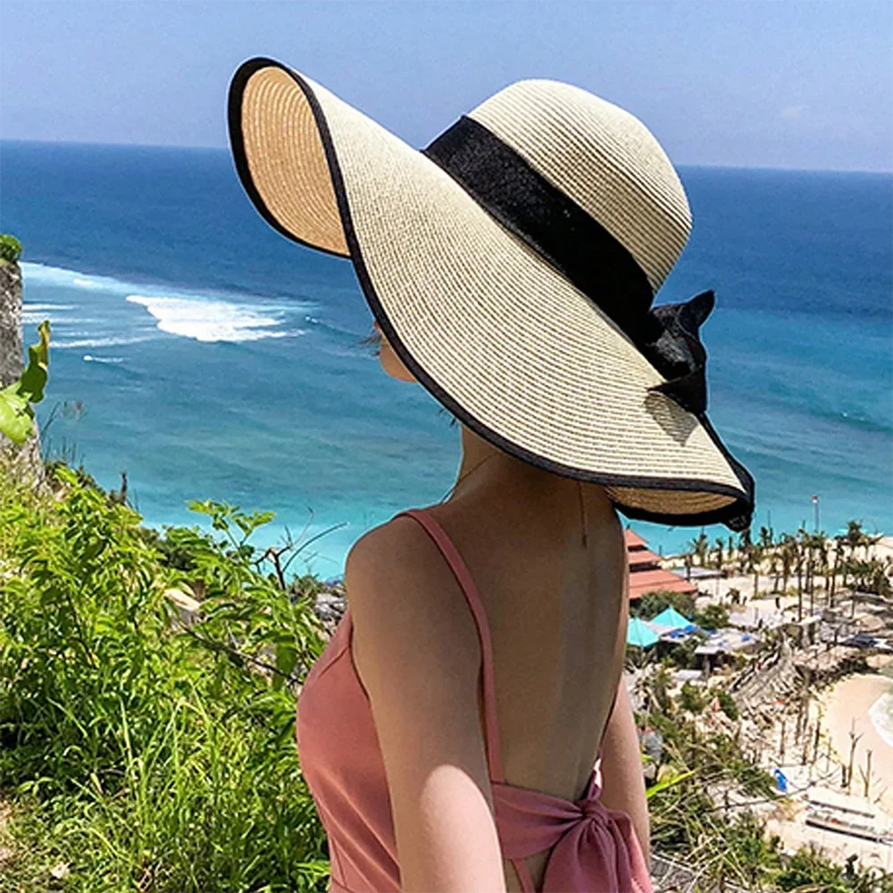 Women's Elegant Big Brim Straw Hat for Sun Protection