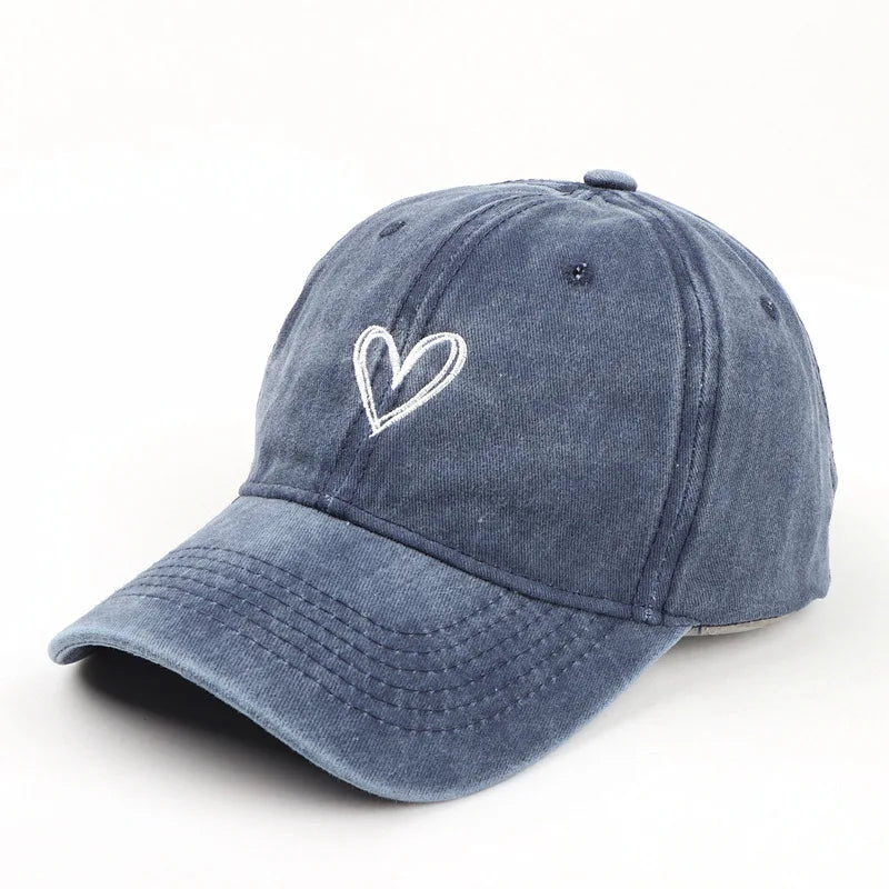 Women's Retro Washed Embroidery Cap with Large Soft Adjustable Brim
