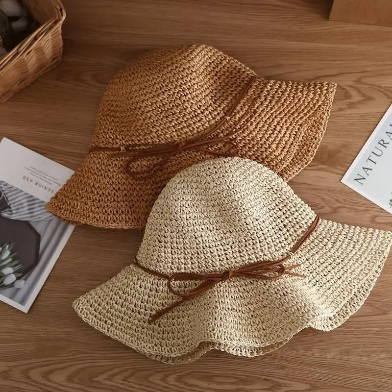 Women's Straw Beach Hat - Sun Protection