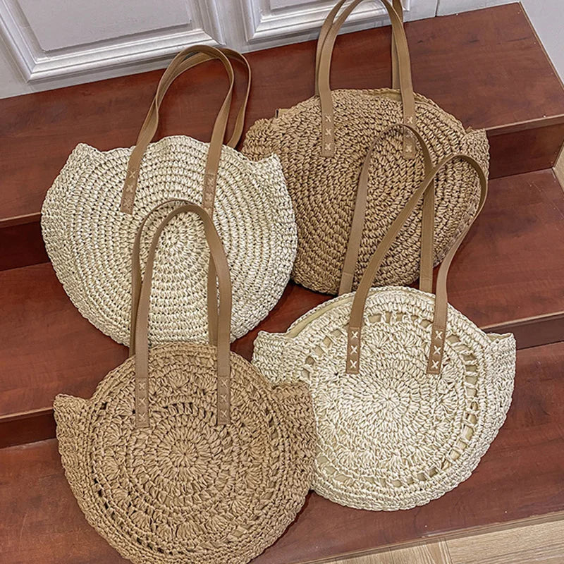 Straw Round Shoulder Bag