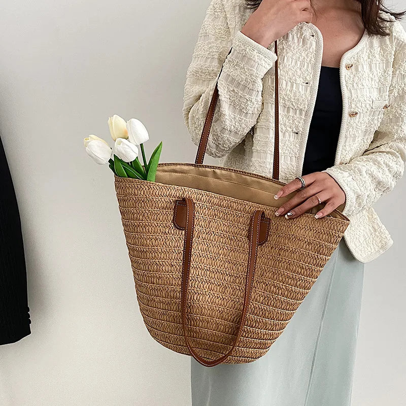 Large Women's Shoulder Bag Straw