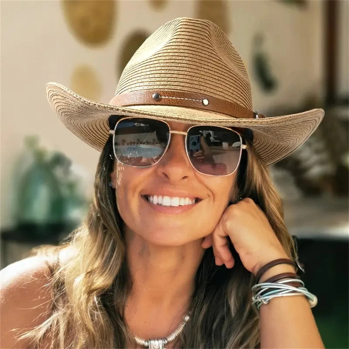 Wide Brim Western Cowboy Hat for Men and Women