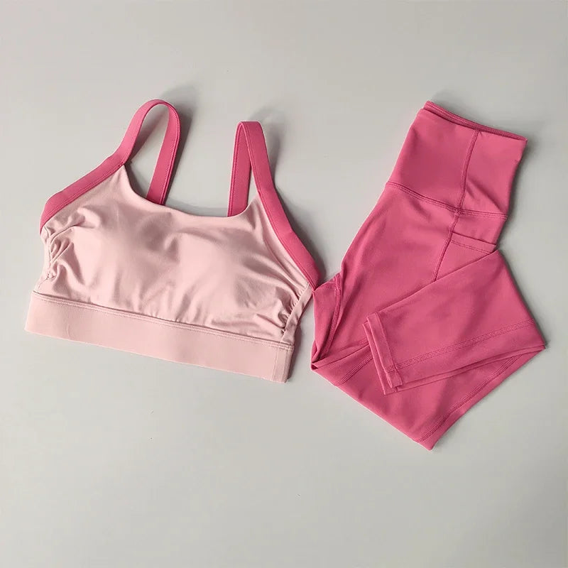2PCS High-Intensity Yoga Set - Cross Back Top & Hip-Lifting Leggings