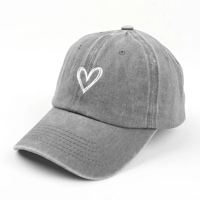 Women's Retro Washed Embroidery Cap with Large Soft Adjustable Brim