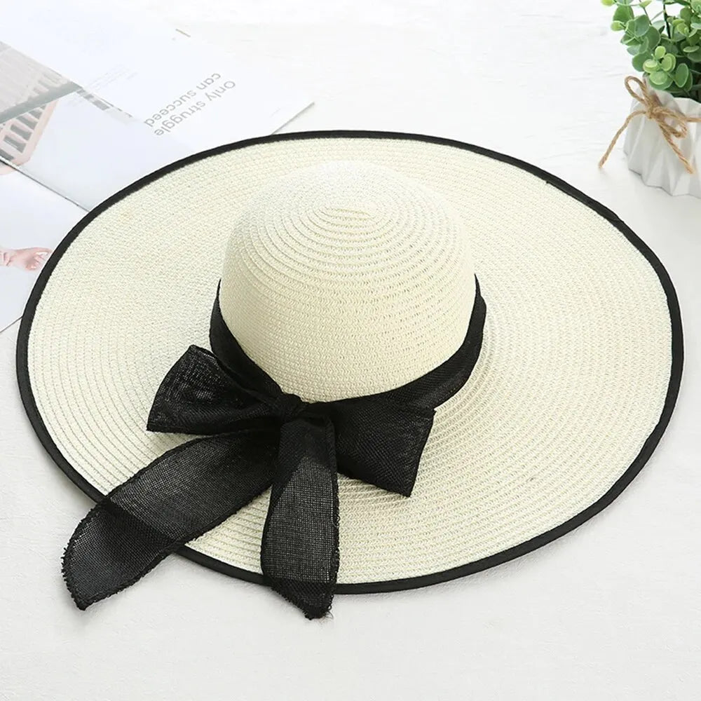 Women's Elegant Big Brim Straw Hat for Sun Protection