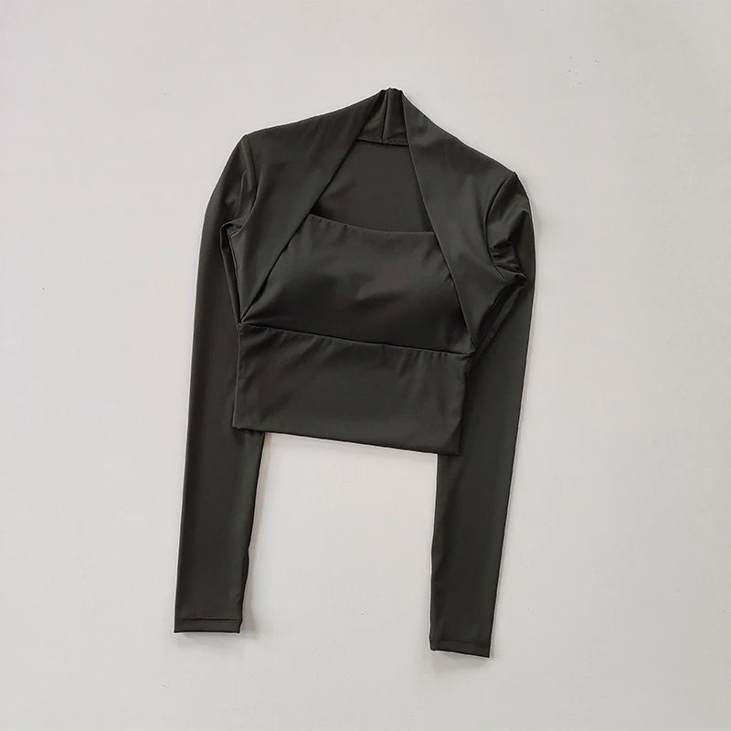 Women's Long Sleeve Fitness Top - Chest Support, Slim Fit & Yoga Ready