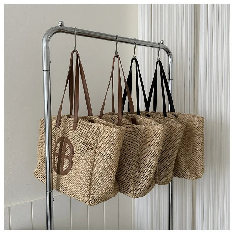 Large Handmade Straw Women's Shoulder Bag