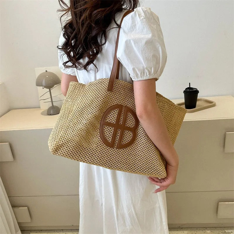 Large Handmade Straw Women's Shoulder Bag