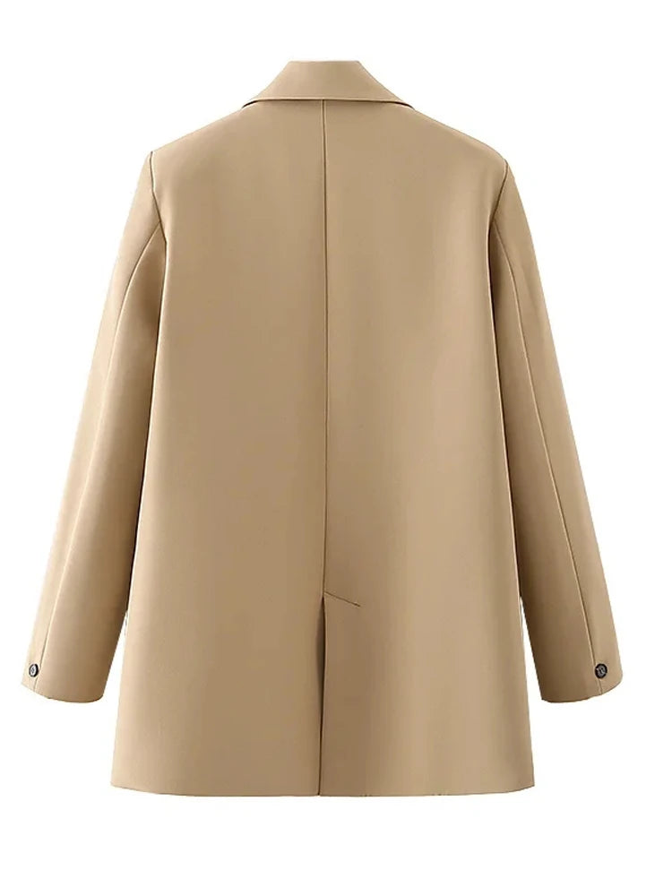 Women's Wide Shoulder Blazer with Buttons