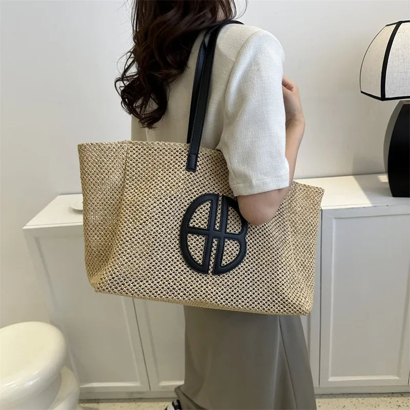 Large Handmade Straw Women's Shoulder Bag