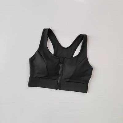 High-Strength Shockproof Sports Bra - Quick-Dry, Zipper Closure, Large Size
