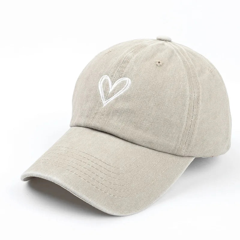 Women's Retro Washed Embroidery Cap with Large Soft Adjustable Brim