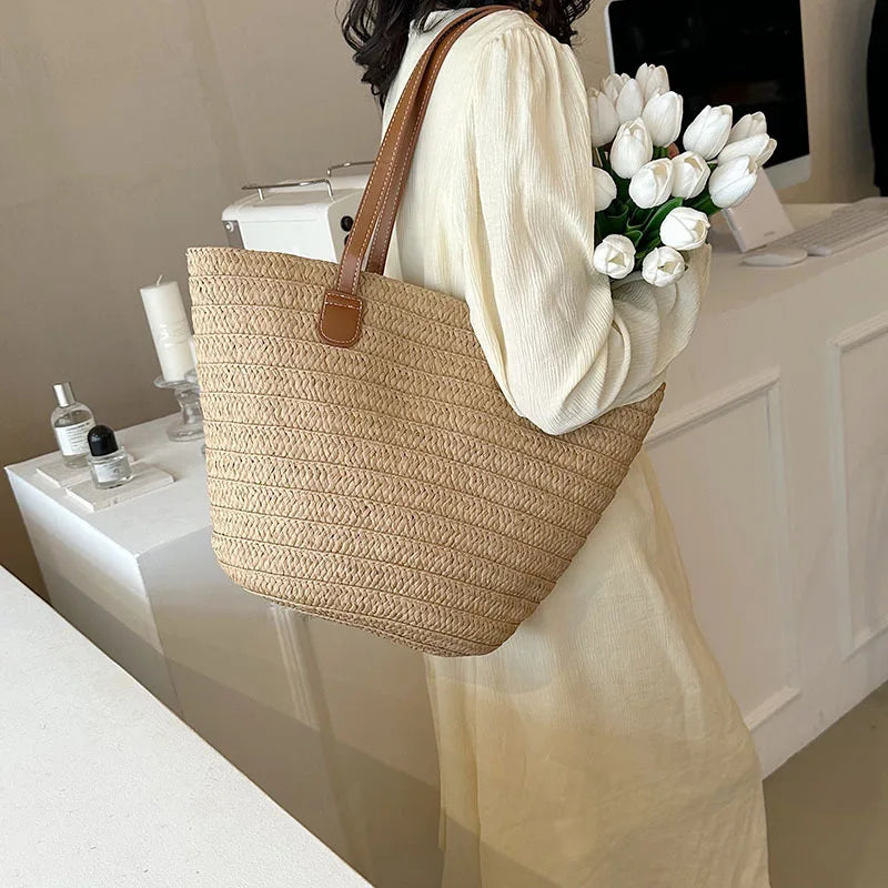 Large Women's Shoulder Bag Straw