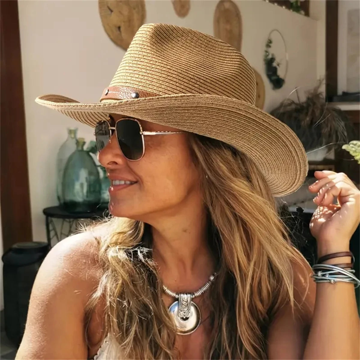 Wide Brim Western Cowboy Hat for Men and Women