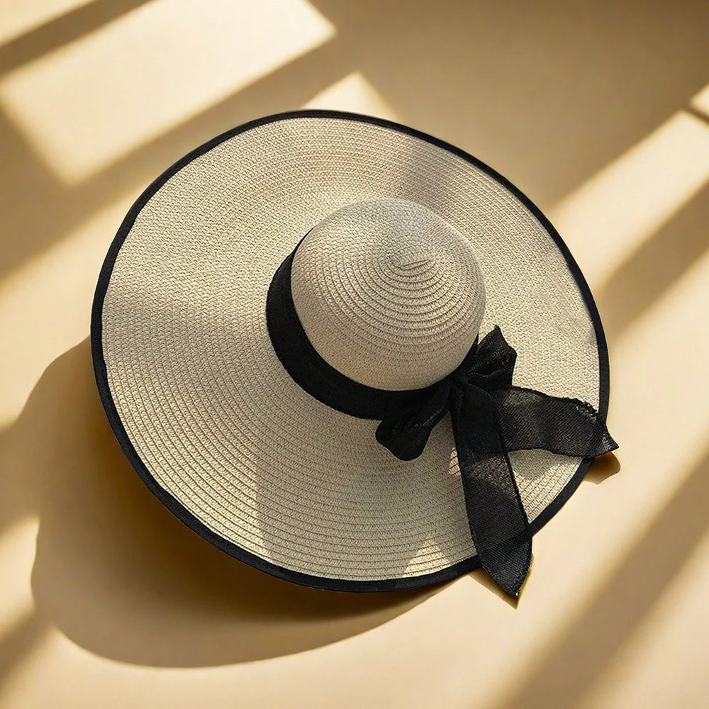Women's Elegant Big Brim Straw Hat for Sun Protection