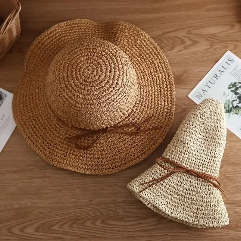 Women's Straw Beach Hat - Sun Protection