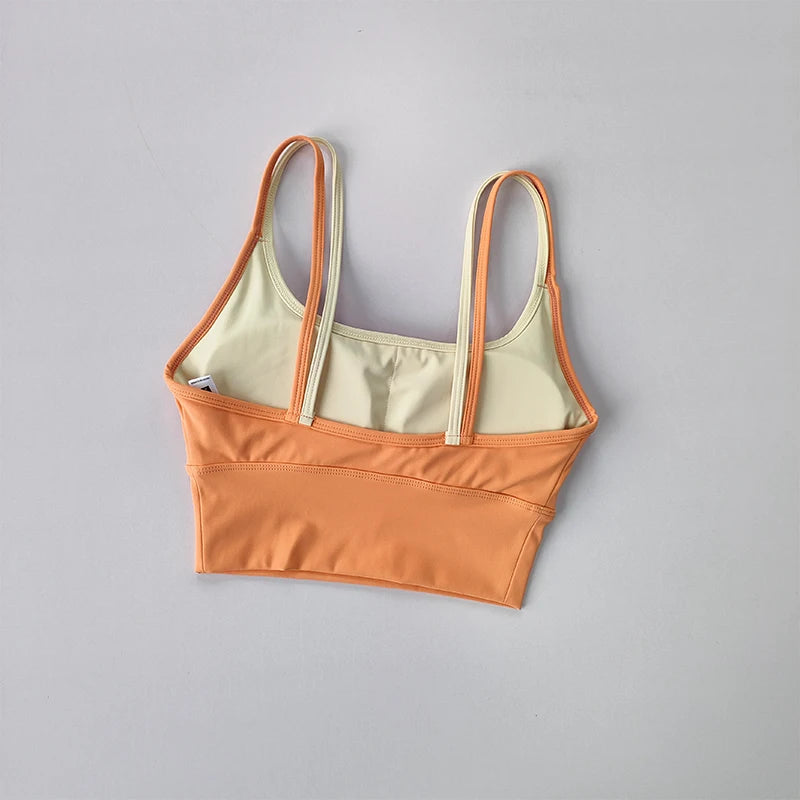 Women's Shock-Absorbing Sports Crop - Double Strap, Quick Dry & Shaping