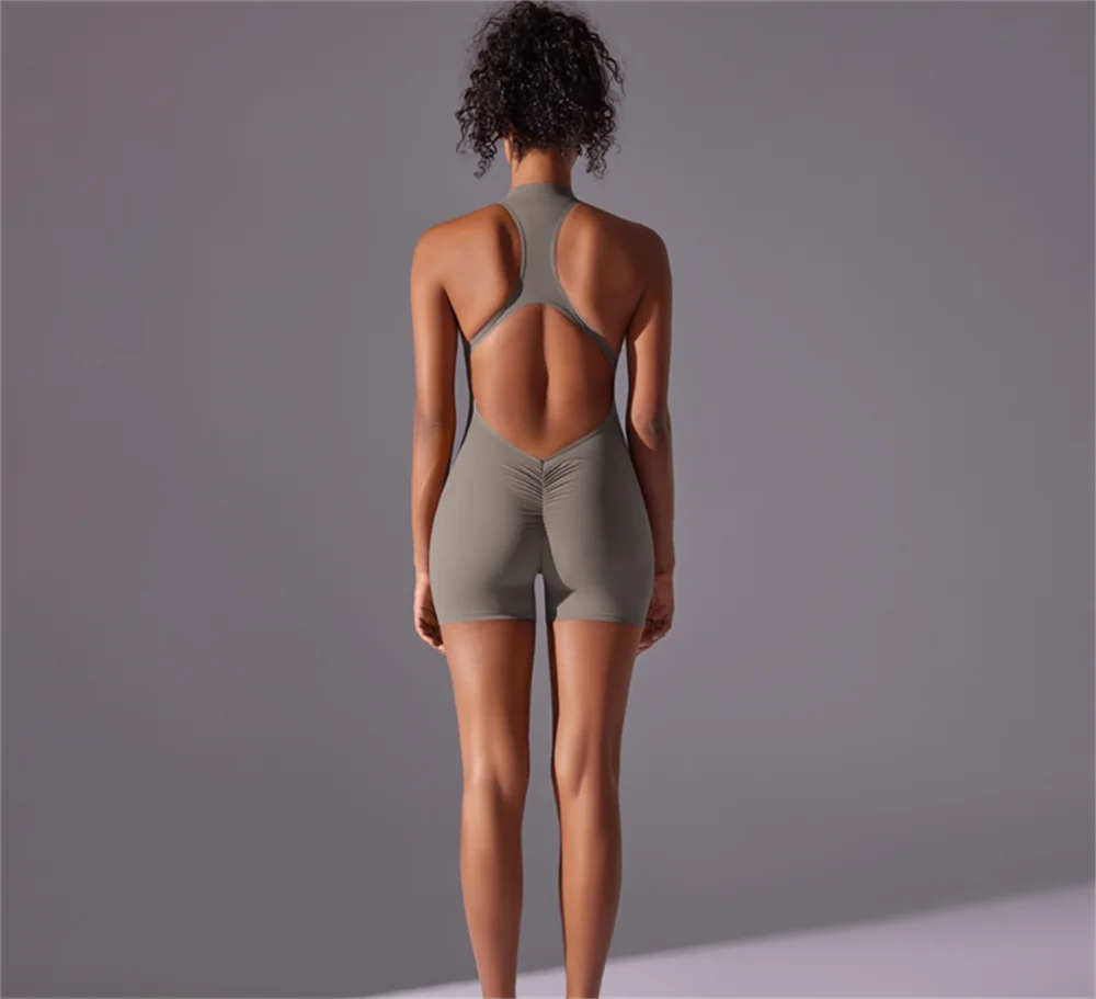 Women's High-Intensity Jumpsuit - Nude, Tight Fit & Yoga Ready