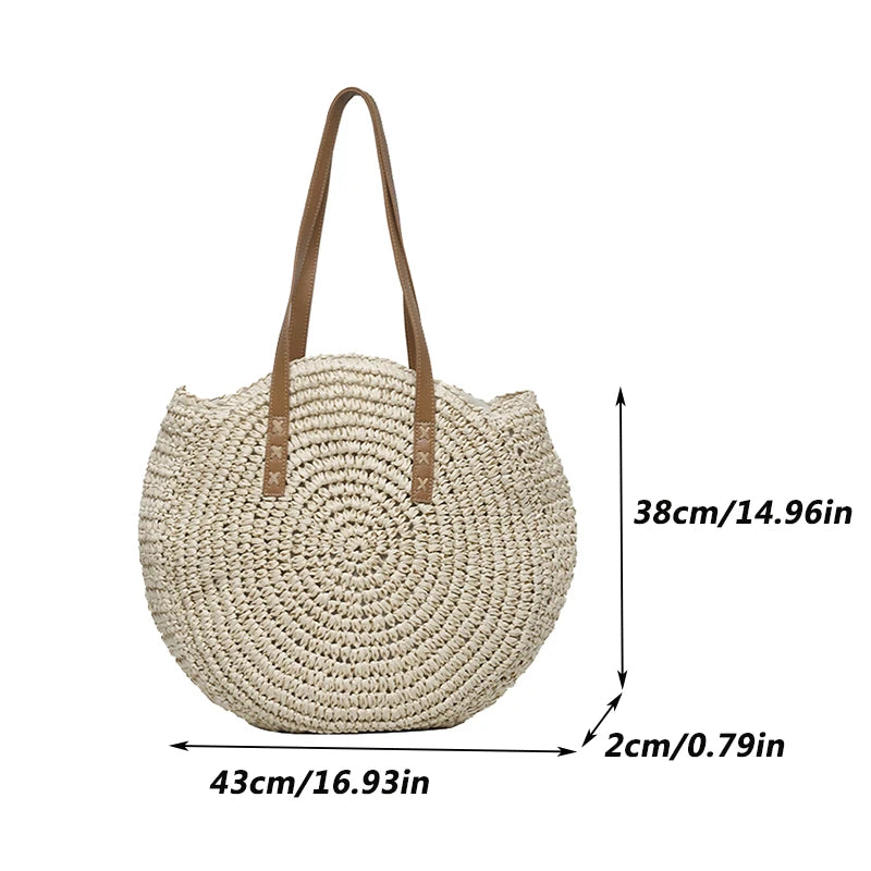 Straw Round Shoulder Bag