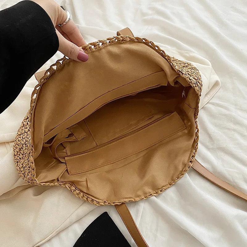 Straw Round Shoulder Bag