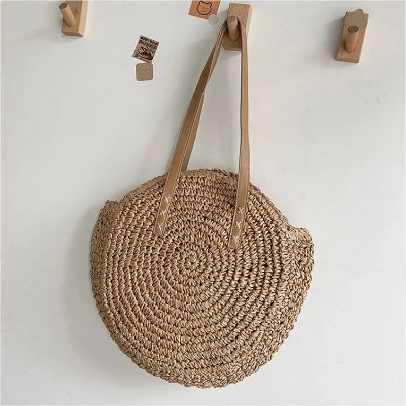 Straw Round Shoulder Bag