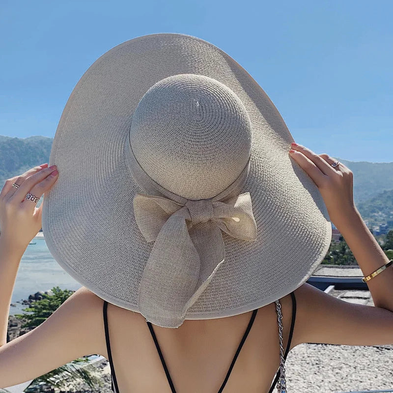Women's Elegant Big Brim Straw Hat for Sun Protection
