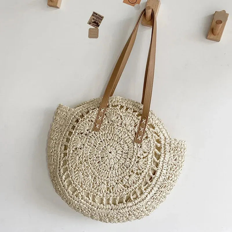 Straw Round Shoulder Bag