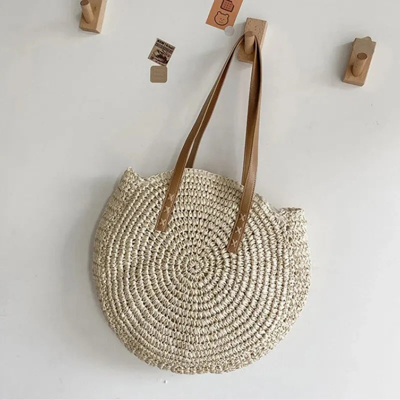 Straw Round Shoulder Bag