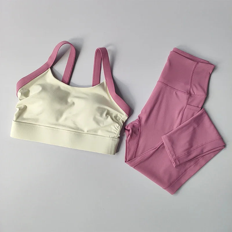 2PCS High-Intensity Yoga Set - Cross Back Top & Hip-Lifting Leggings