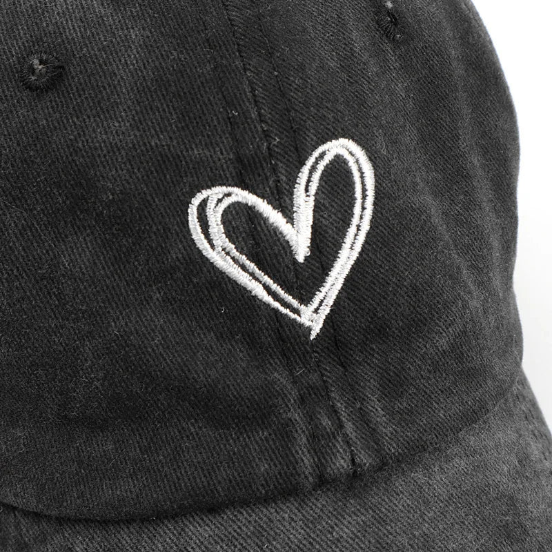 Women's Retro Washed Embroidery Cap with Large Soft Adjustable Brim