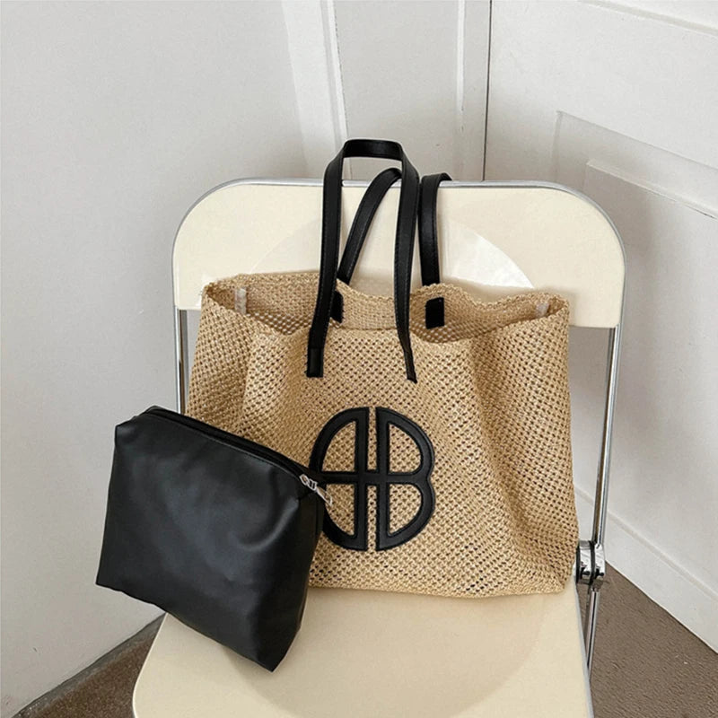 Large Handmade Straw Women's Shoulder Bag