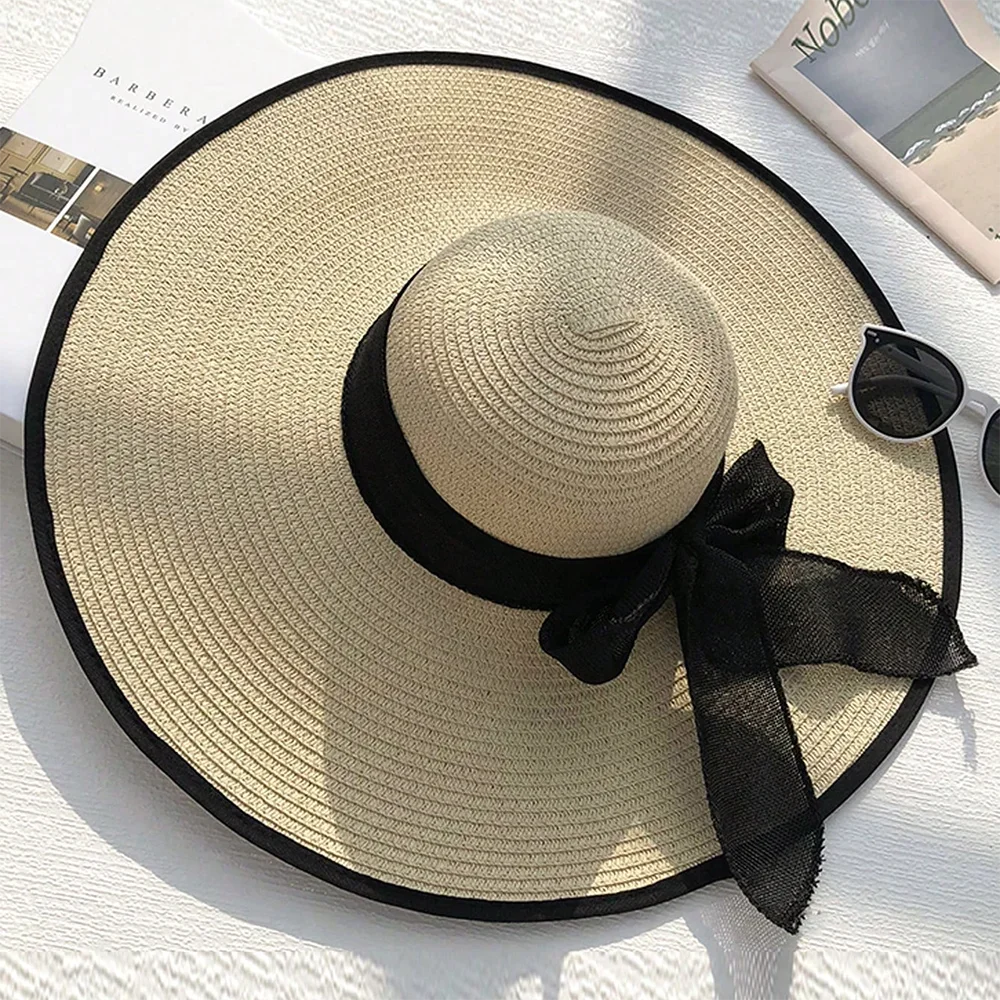 Women's Elegant Big Brim Straw Hat for Sun Protection