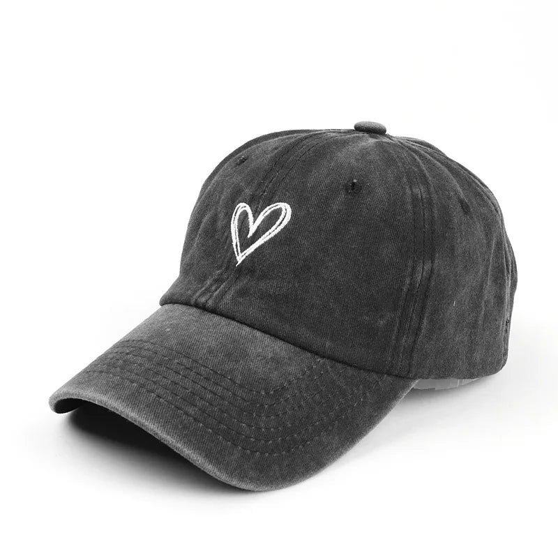 Women's Retro Washed Embroidery Cap with Large Soft Adjustable Brim