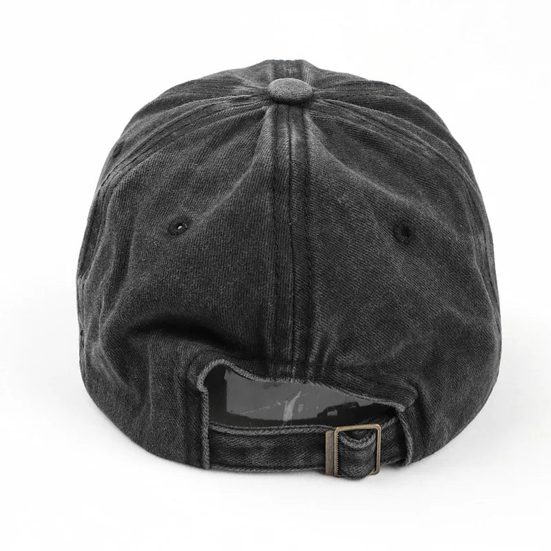 Women's Retro Washed Embroidery Cap with Large Soft Adjustable Brim