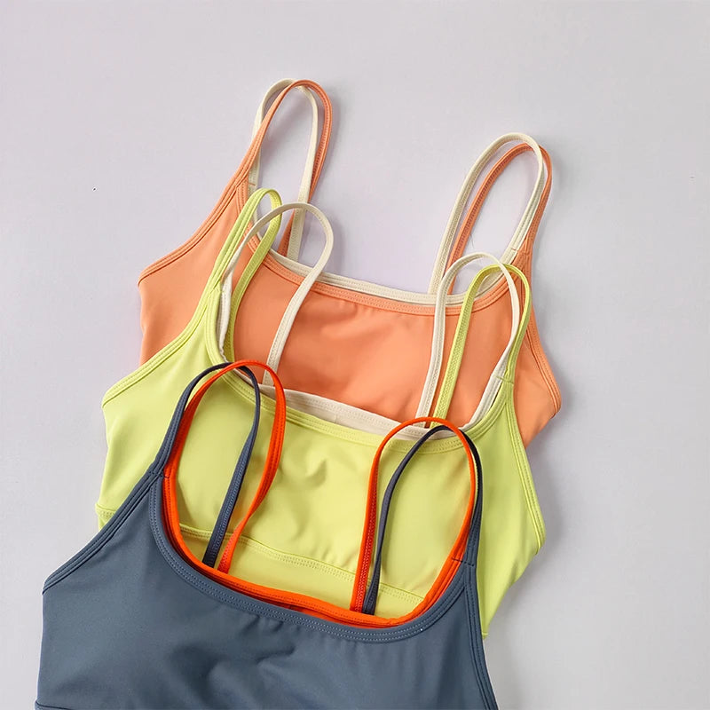 Women's Shock-Absorbing Sports Crop - Double Strap, Quick Dry & Shaping