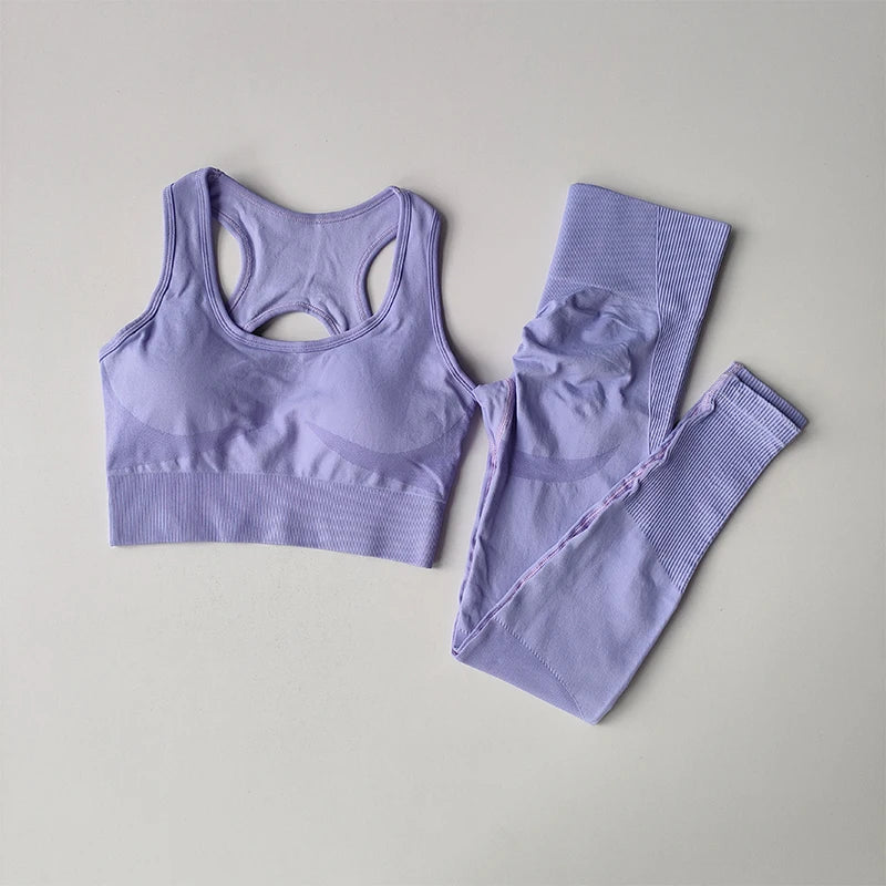 2PCS Women's Fitness Set - Shockproof Sports Bra & Yoga Leggings