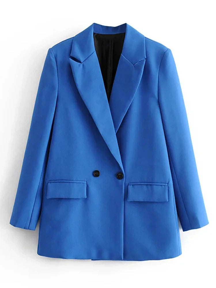 Women's Wide Shoulder Blazer with Buttons