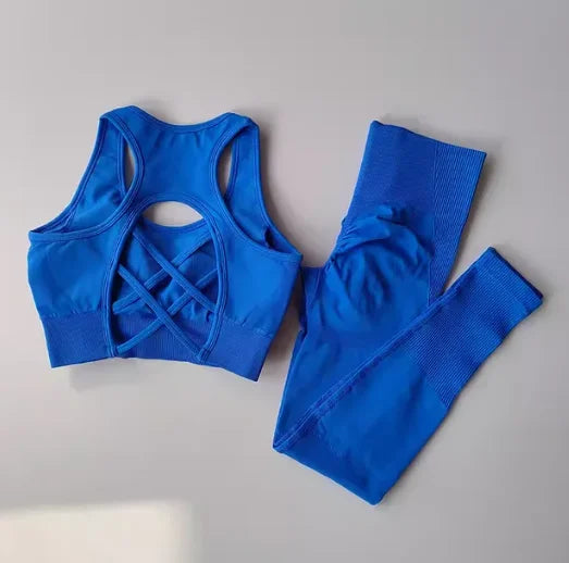 2PCS Women's Fitness Set - Shockproof Sports Bra & Yoga Leggings