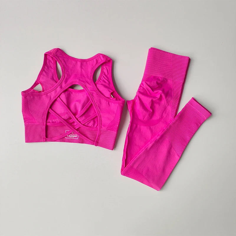 2PCS Women's Fitness Set - Shockproof Sports Bra & Yoga Leggings